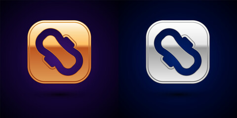Gold and silver Menstruation and sanitary napkin icon isolated on black background. Feminine hygiene product. Vector