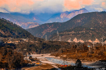 Fototapeta premium Beautiful mountains with clouds