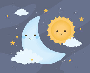 cute sun and moon
