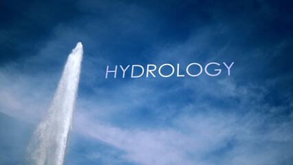 Cinematic Geyser with metaphor text against blue sky - Hydrology