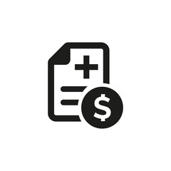 Medical bill icon on white background.