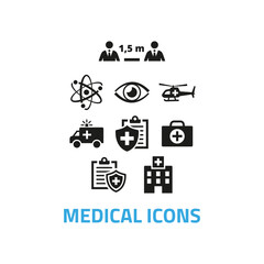 Medical icons set on white background.