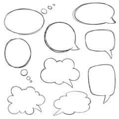 Speech bubble drawn with a careless line. Vector isolates.