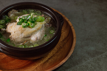 Samgyetang, Korean Ginseng Chicken Soup : Tender, whole, young chicken stuffed with ginseng,...