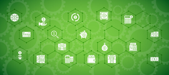 Money and Banking website banner. Credit Card, Currency Exchange, Atm, Terminal vector illustration concept for web banner, promotion cover design.