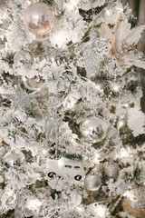 Christmas tree with beautiful toys, stylish Christmas and New Year decor