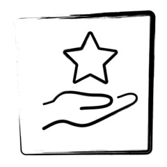 Hand star, framed brush strokes, vector illustration.