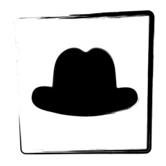 Hat, framed brush strokes, vector illustration.