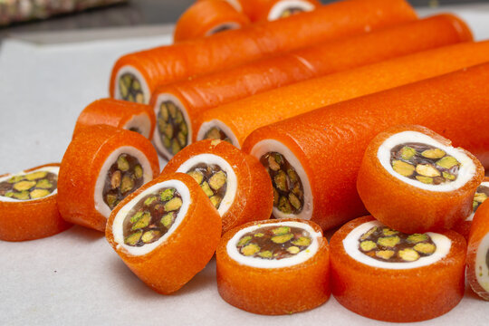 apricot covered  Malban Arabian and Lebanese Sweets mixed with pistachio 