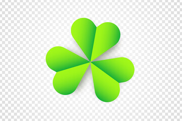 Vector realistic isolated clover on the transparent background. Concept of Happy St. Patrick's Day.