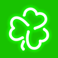 Vector realistic isolated neon Clover on the green background. Concept of Happy St. Patrick's Day.