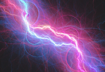 Fire and ice lightning background, power electrical abstract