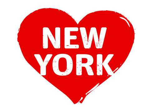 I love NEW YORK. Red stamp and valentine card. Vector Illustration of a heart. 
