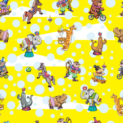 circus, pattern, arena, circus animals, performance, funny animals, kids pattern for decoration and design, packaging and posters