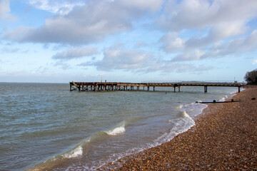 Fototapeta premium Abandoned pier at Totland Bay, Isle of Wight