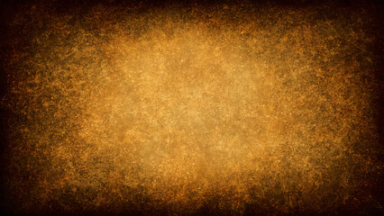 Artistic texture of an old earthy brown paper or parchment with darkened edges for use as a background in design, art and illustration work
