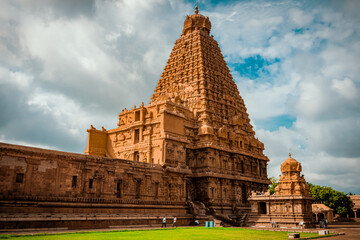 Tanjore Big Temple or Brihadeshwara Temple was built by King Raja Raja Cholan in Thanjavur, Tamil...