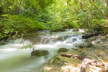 Huai Mae Khamin Waterfall level 5, Khuean Srinagarindra National Park, Kanchanaburi, Thailand, long exposure