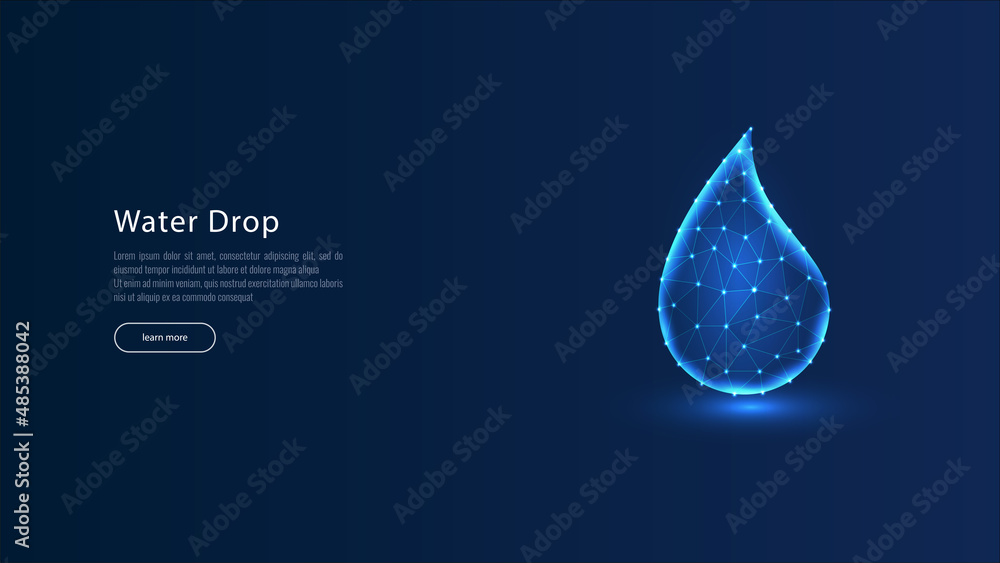 Poster water drop form lines, triangles and particle style design. illustration vector