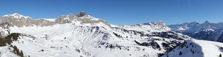 Fototapeta na wymiar Panoramabild: Winterlandschaft Eggberge (Uri, Schweiz)