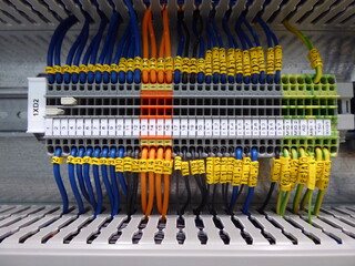 Strom Reihenklemmen im Verteilerschrank, Schaltschrank