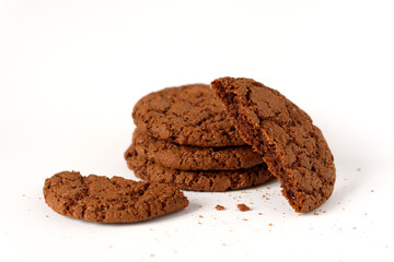A stack of cookies on a white background.