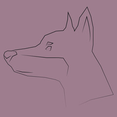 Doberman. Linear dog head. Dog. Geometric dog. Linear illustration. Animal. Vector illustration for logo, icon, background