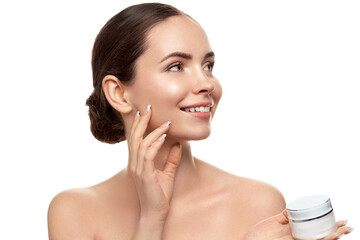Beauty Spa Concept. Woman Applying Cosmetics Cream. Body care. Skin care. Dermatology.