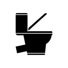 Toilet seat icon. Vector illustration of toilet with bowl and tank. Black web pictogram isolated on white background. WC symbol, logo.