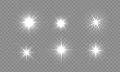 White light, bright star, sun rays, sparks sparkle