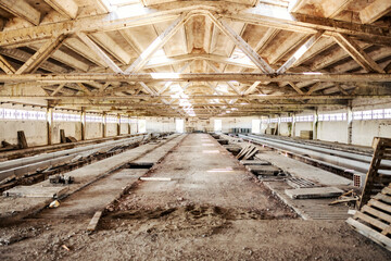 Fototapeta na wymiar An unfinished barn, barn in construction process.