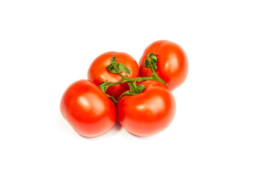 Red tomatoes on a white background.