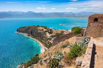 Scenic view of old town of Nafplio from Palamidi fortress - Napflio, Peloponnese, Greece