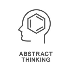 Icon – abstract thinking. Schematic representation of an object in thought. Chemists abstractly represent benzene as a benzene ring. The thin contour lines.