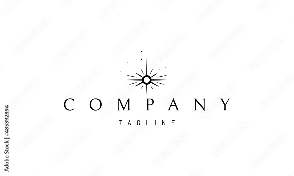 Wall mural vector logo on which an abstract image of a shining star with rays.