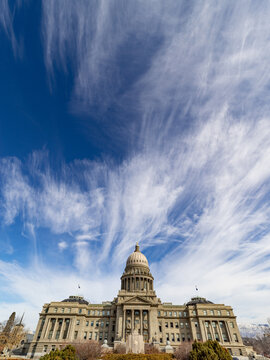 Unique Perspective Of The Idaho Capital Showing Blue Skies Ahead