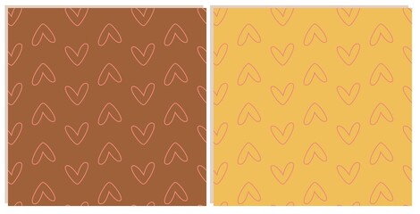 seamless endless pattern with linear hearts for packaging or background flat vector illustration