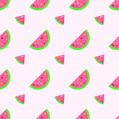 Seamless Pattern Abstract Elements Fruits Food Watermelon Vector Design Style Background Illustration Texture For Prints Textiles, Clothing, Gift Wrap, Wallpaper, Pastel