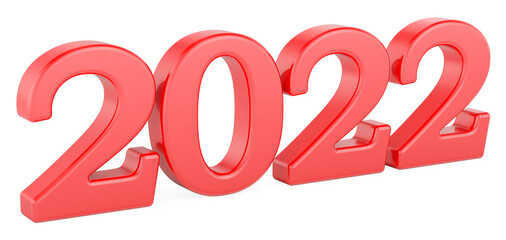 2022 red color. 3D rendering
