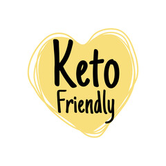 Keto friendly label with sign, hand drawn badge