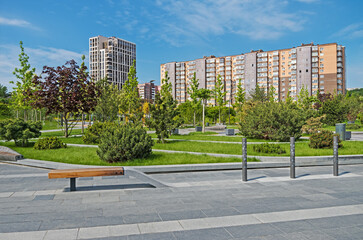 Landscaped courtyard near residential complex