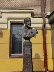 MOSCOW, RUSSIA - April 14, 2021: Bust of the architect Schechtel Fedor Osipovich (Franz Albert...