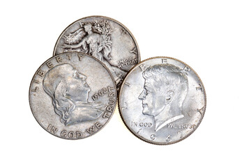 Three Vintage American Coins - obrazy, fototapety, plakaty