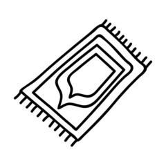 Single hand drawn muslim prayer rug. Vector illustration in doodle style.