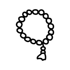 Muslim rosary, tasbih. Vector illustration in doodle style. Isolate on a white background.