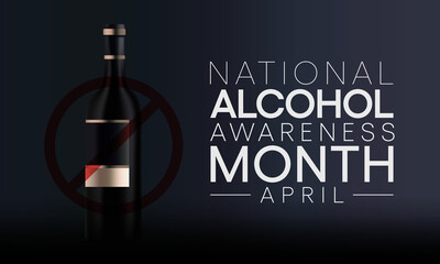 Alcohol awareness month is observed every year in April, to educate the public and highlight the dangers of alcohol misuse. vector illustration