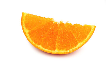 Orange slice isolated on white background. Orange macro studio photo.                     