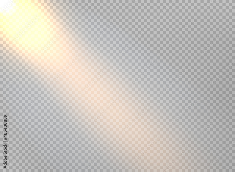 Poster yellow sun rays diaonal direction. vector template with transparent background