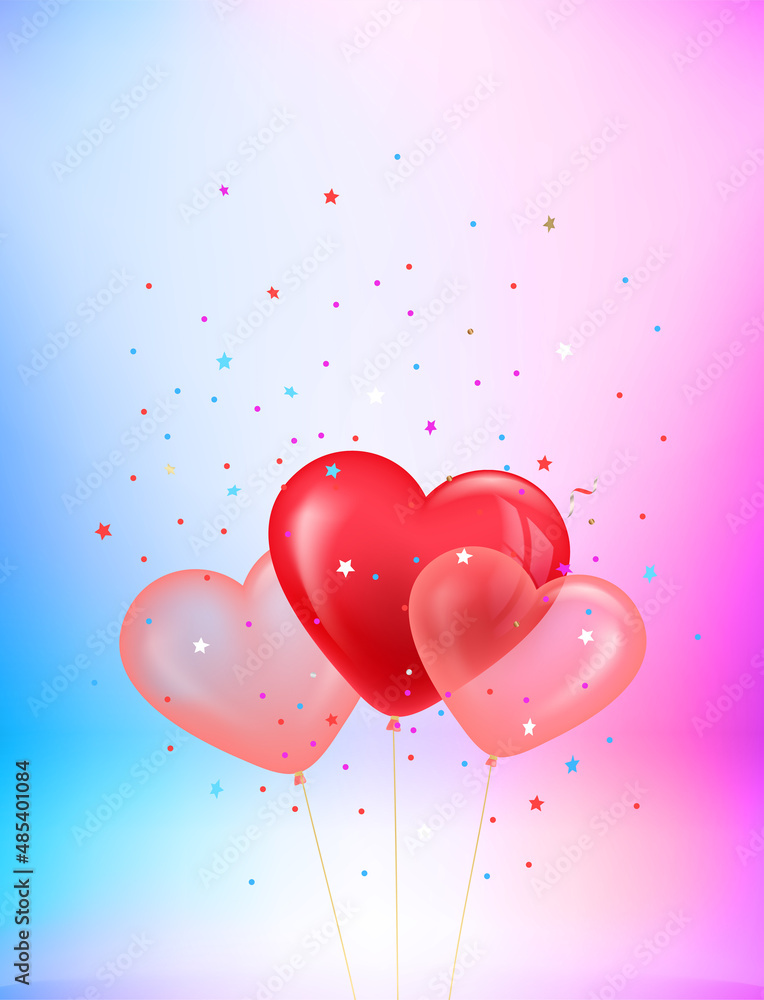 Poster valentines day vertical vector banner with copy space