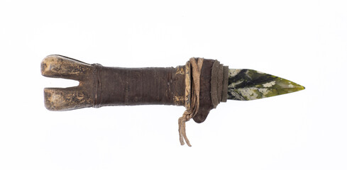 ceremonial jade dagger isolated on white background